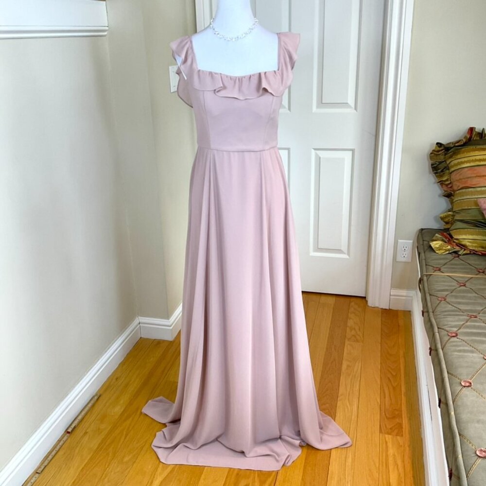 BHLDN Soft Pink Ruffle Maxi Dress